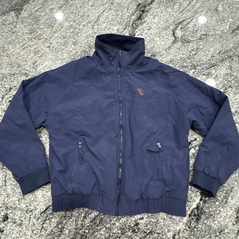 Harris Teeter Port Auth Men's Heavy Windbreaker Medium Navy Blue Fleece Lined
